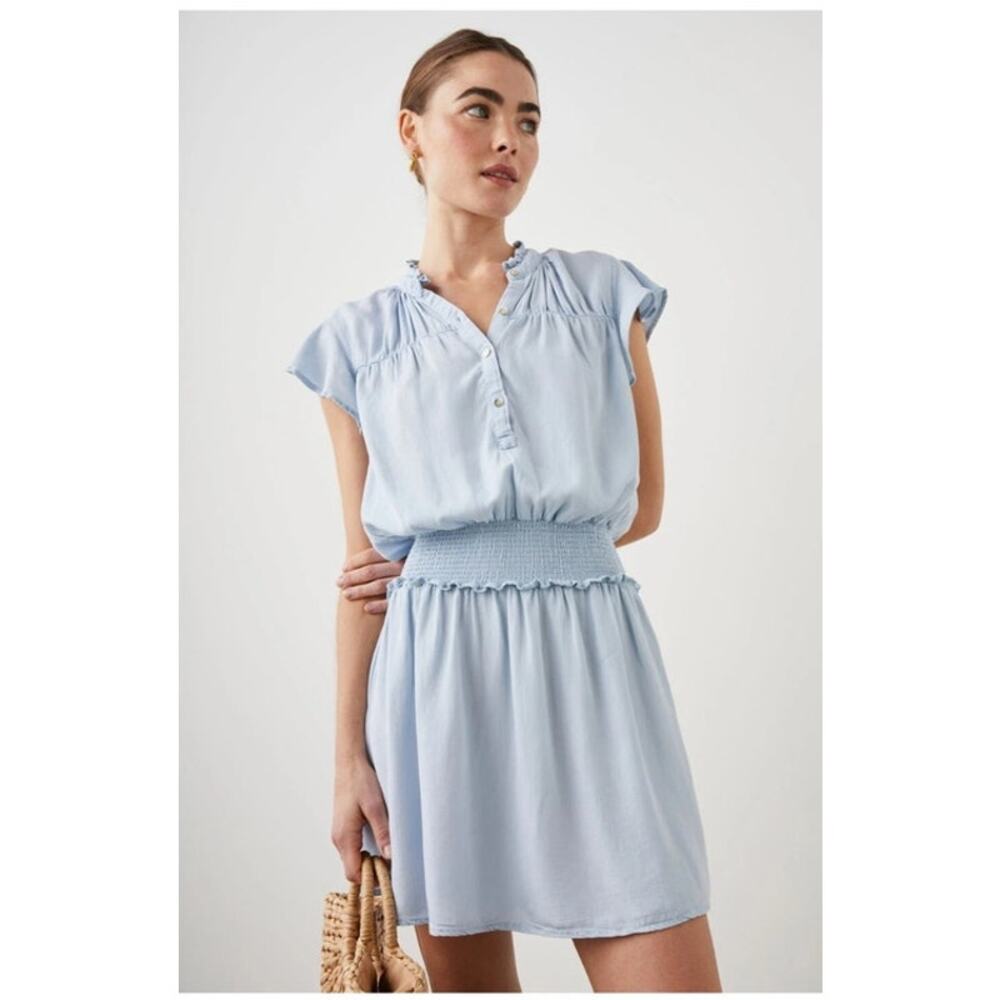 Rails Amina Flutter Sleeve Minidress Light Blue D… - image 1
